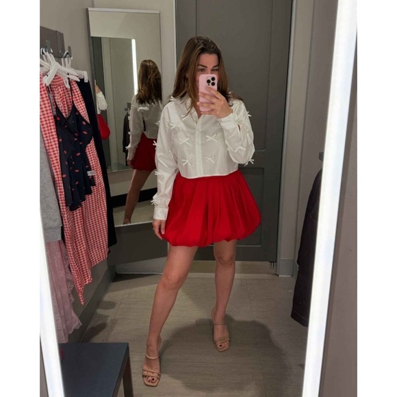Women's Bubble Hem Mini Skirt - A New Day™ Red new - Picture 5 of 9